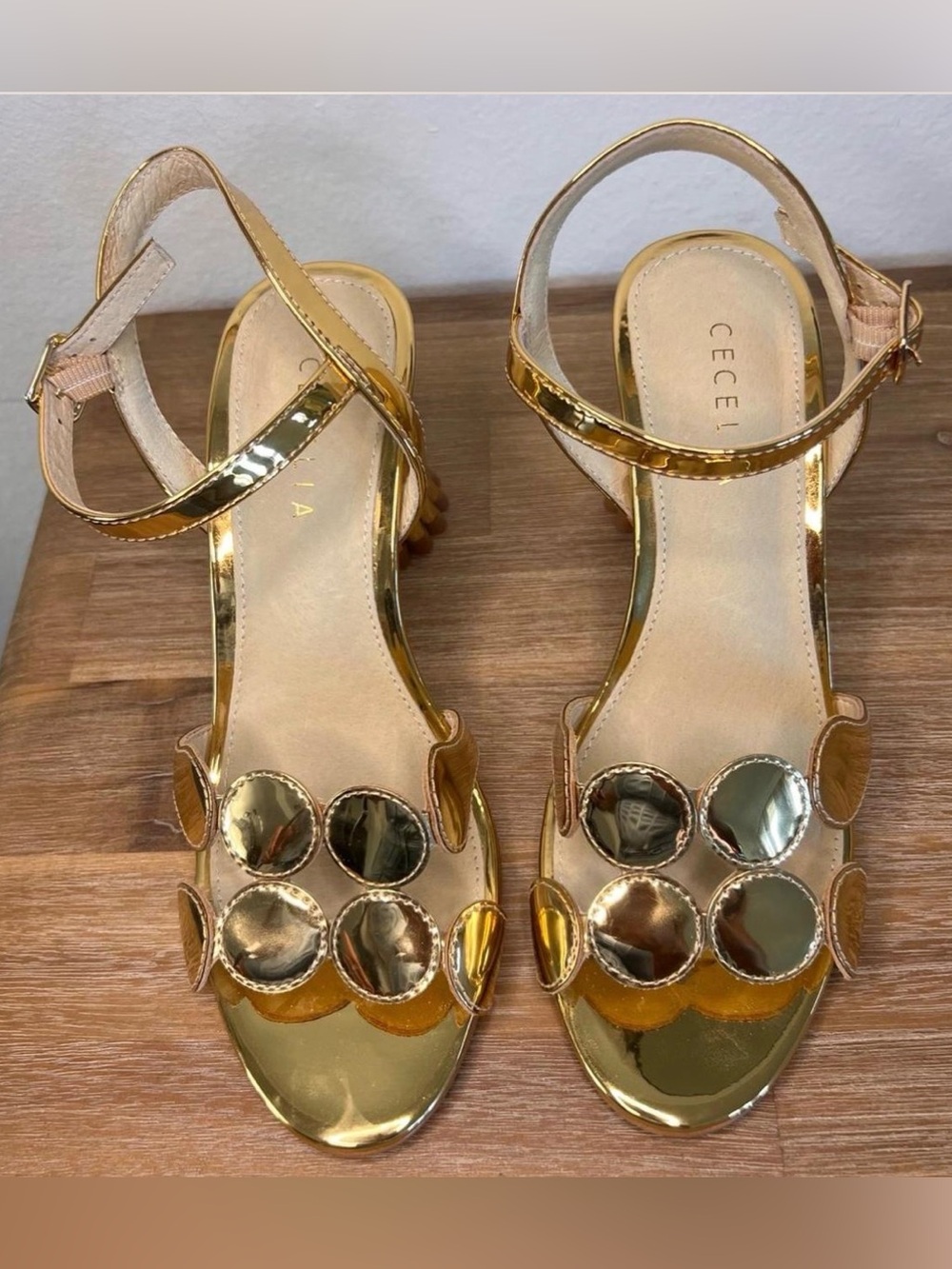 Cecelia New York, the Peter Mirror Metallic Dress Sandals 5.5